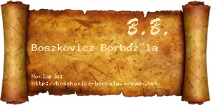 Boszkovicz Borbála névjegykártya
